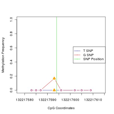 Allele Specific Methylation Frequency Diagram for chr12 132217594 SNP.