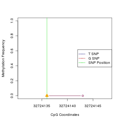 Allele Specific Methylation Frequency Diagram for chr12 32724136 SNP.