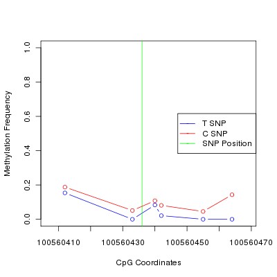 Allele Specific Methylation Frequency Diagram for chr12 100560436 SNP.