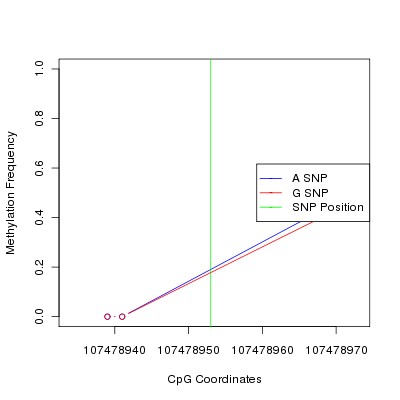 Allele Specific Methylation Frequency Diagram for chr12 107478953 SNP.