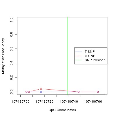 Allele Specific Methylation Frequency Diagram for chr12 107480739 SNP.