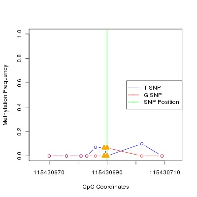 Allele Specific Methylation Frequency Diagram for chr12 115430690 SNP.