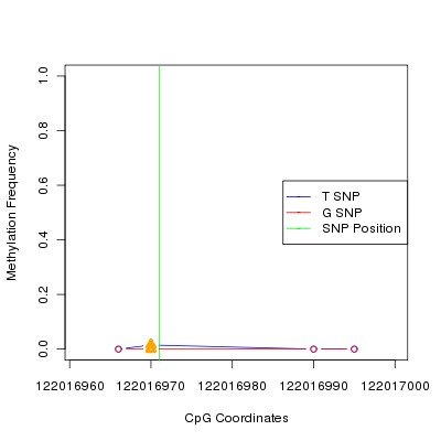 Allele Specific Methylation Frequency Diagram for chr12 122016971 SNP.