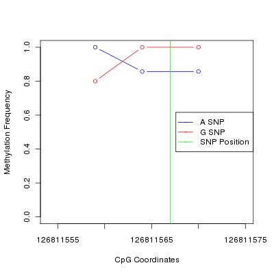 Allele Specific Methylation Frequency Diagram for chr12 126811567 SNP.