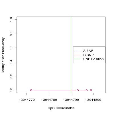 Allele Specific Methylation Frequency Diagram for chr12 13044790 SNP.