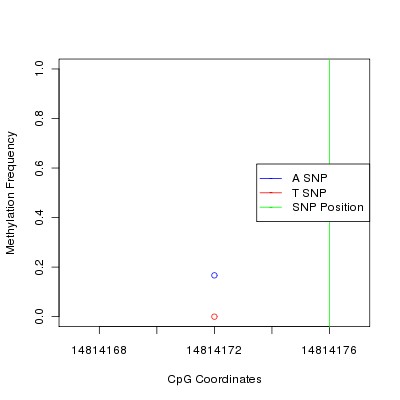 Allele Specific Methylation Frequency Diagram for chr12 14814176 SNP.