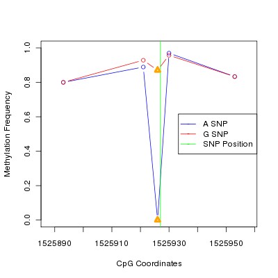 Allele Specific Methylation Frequency Diagram for chr12 1525927 SNP.
