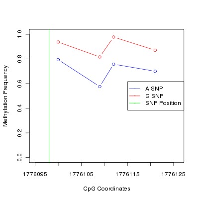 Allele Specific Methylation Frequency Diagram for chr12 1776098 SNP.