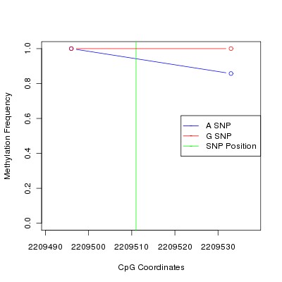 Allele Specific Methylation Frequency Diagram for chr12 2209511 SNP.