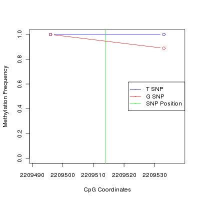 Allele Specific Methylation Frequency Diagram for chr12 2209514 SNP.