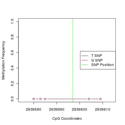 Allele Specific Methylation Frequency Diagram for chr12 2939597 SNP.