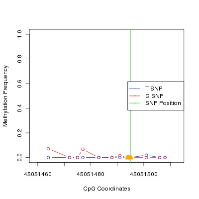 Allele Specific Methylation Frequency Diagram for chr12 45051495 SNP.
