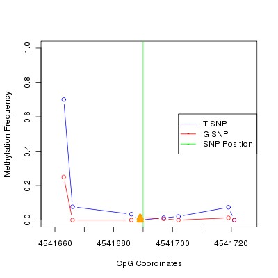 Allele Specific Methylation Frequency Diagram for chr12 4541690 SNP.
