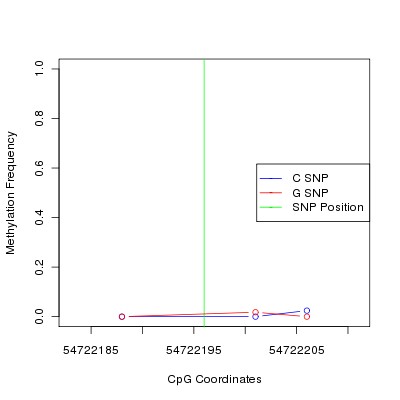 Allele Specific Methylation Frequency Diagram for chr12 54722196 SNP.