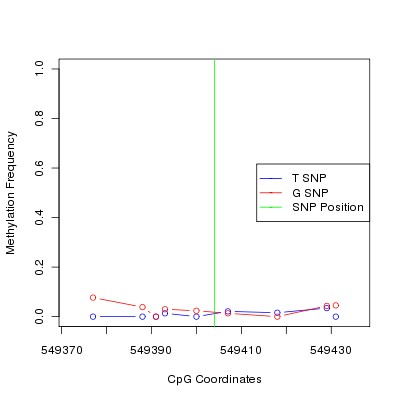 Allele Specific Methylation Frequency Diagram for chr12 549404 SNP.