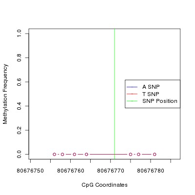 Allele Specific Methylation Frequency Diagram for chr12 80676771 SNP.