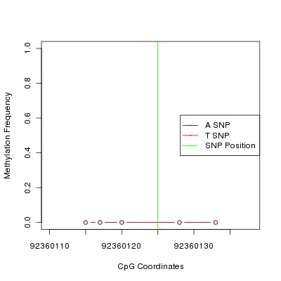 Allele Specific Methylation Frequency Diagram for chr12 92360125 SNP.