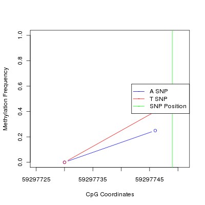 Allele Specific Methylation Frequency Diagram for chr19 59297749 SNP.