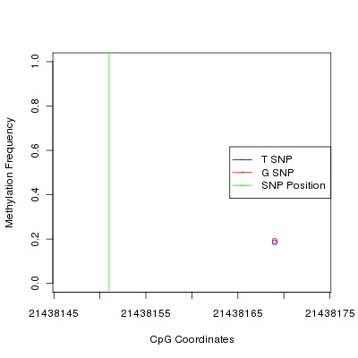 Allele Specific Methylation Frequency Diagram for chr20 21438151 SNP.