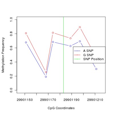 Allele Specific Methylation Frequency Diagram for chr20 29901183 SNP.