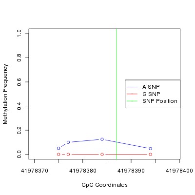 Allele Specific Methylation Frequency Diagram for chr20 41978387 SNP.