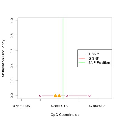 Allele Specific Methylation Frequency Diagram for chr20 47862916 SNP.