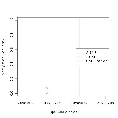 Allele Specific Methylation Frequency Diagram for chr20 48203975 SNP.