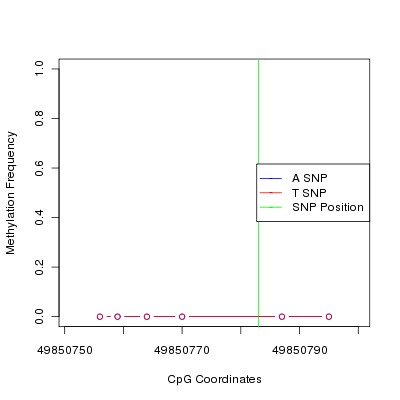 Allele Specific Methylation Frequency Diagram for chr20 49850783 SNP.