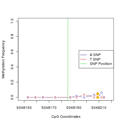 Allele Specific Methylation Frequency Diagram for chr20 5048185 SNP.