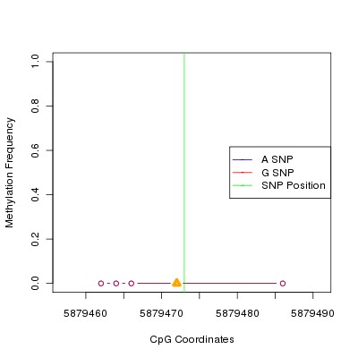 Allele Specific Methylation Frequency Diagram for chr20 5879473 SNP.