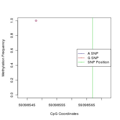 Allele Specific Methylation Frequency Diagram for chr20 59398567 SNP.