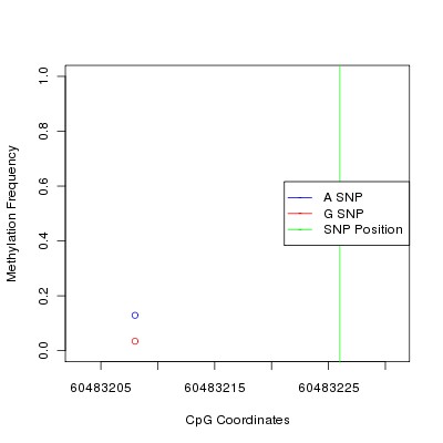 Allele Specific Methylation Frequency Diagram for chr20 60483226 SNP.