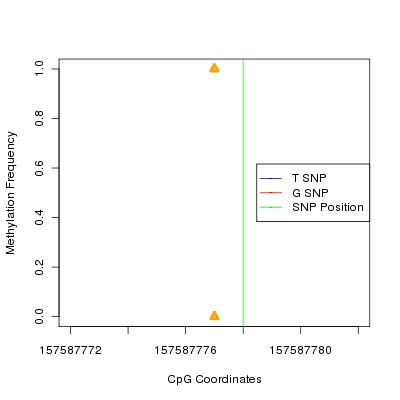 Allele Specific Methylation Frequency Diagram for chr3 157587778 SNP.