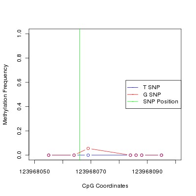 Allele Specific Methylation Frequency Diagram for chr4 123968066 SNP.