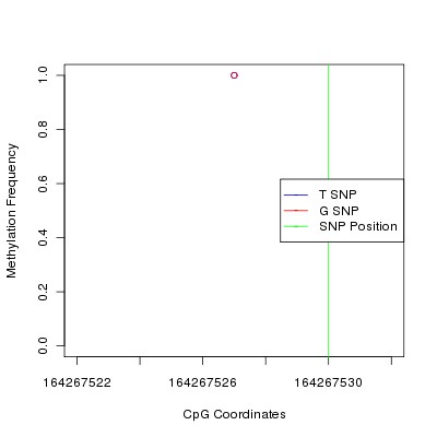 Allele Specific Methylation Frequency Diagram for chr5 164267530 SNP.