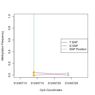 Allele Specific Methylation Frequency Diagram for chr6 31245714 SNP.