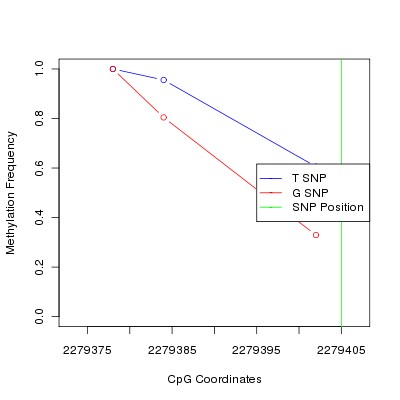 Allele Specific Methylation Frequency Diagram for chr11 2279405 SNP.
