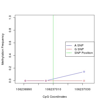 Allele Specific Methylation Frequency Diagram for chr12 106237010 SNP.