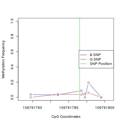 Allele Specific Methylation Frequency Diagram for chr12 106761786 SNP.