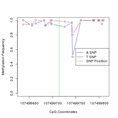Allele Specific Methylation Frequency Diagram for chr12 107499714 SNP.