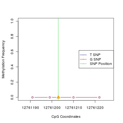 Allele Specific Methylation Frequency Diagram for chr12 12761203 SNP.