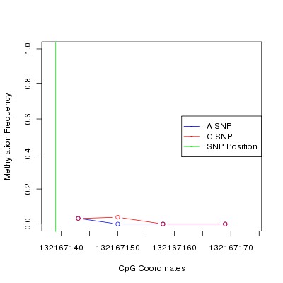 Allele Specific Methylation Frequency Diagram for chr12 132167139 SNP.
