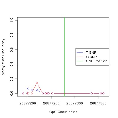 Allele Specific Methylation Frequency Diagram for chr12 26877278 SNP.