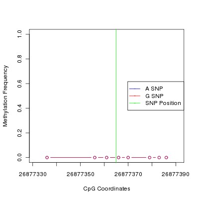 Allele Specific Methylation Frequency Diagram for chr12 26877365 SNP.