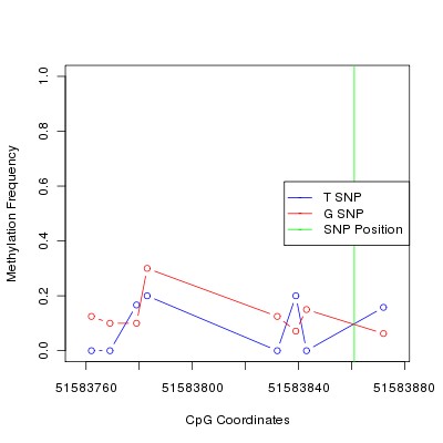 Allele Specific Methylation Frequency Diagram for chr12 51583861 SNP.
