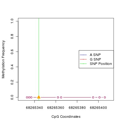 Allele Specific Methylation Frequency Diagram for chr12 68265344 SNP.