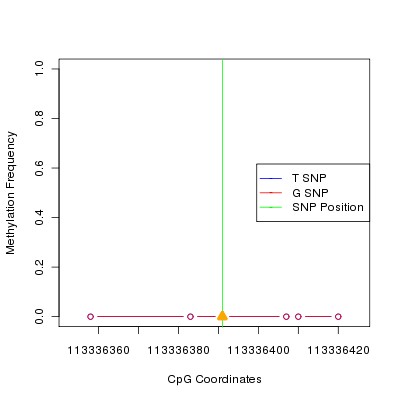 Allele Specific Methylation Frequency Diagram for chr12 113336391 SNP.