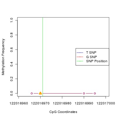 Allele Specific Methylation Frequency Diagram for chr12 122016971 SNP.