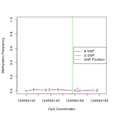 Allele Specific Methylation Frequency Diagram for chr12 124584158 SNP.