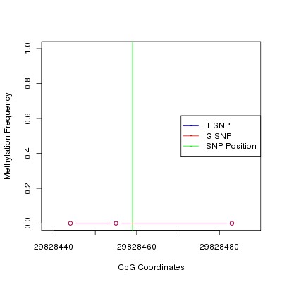 Allele Specific Methylation Frequency Diagram for chr12 29828459 SNP.